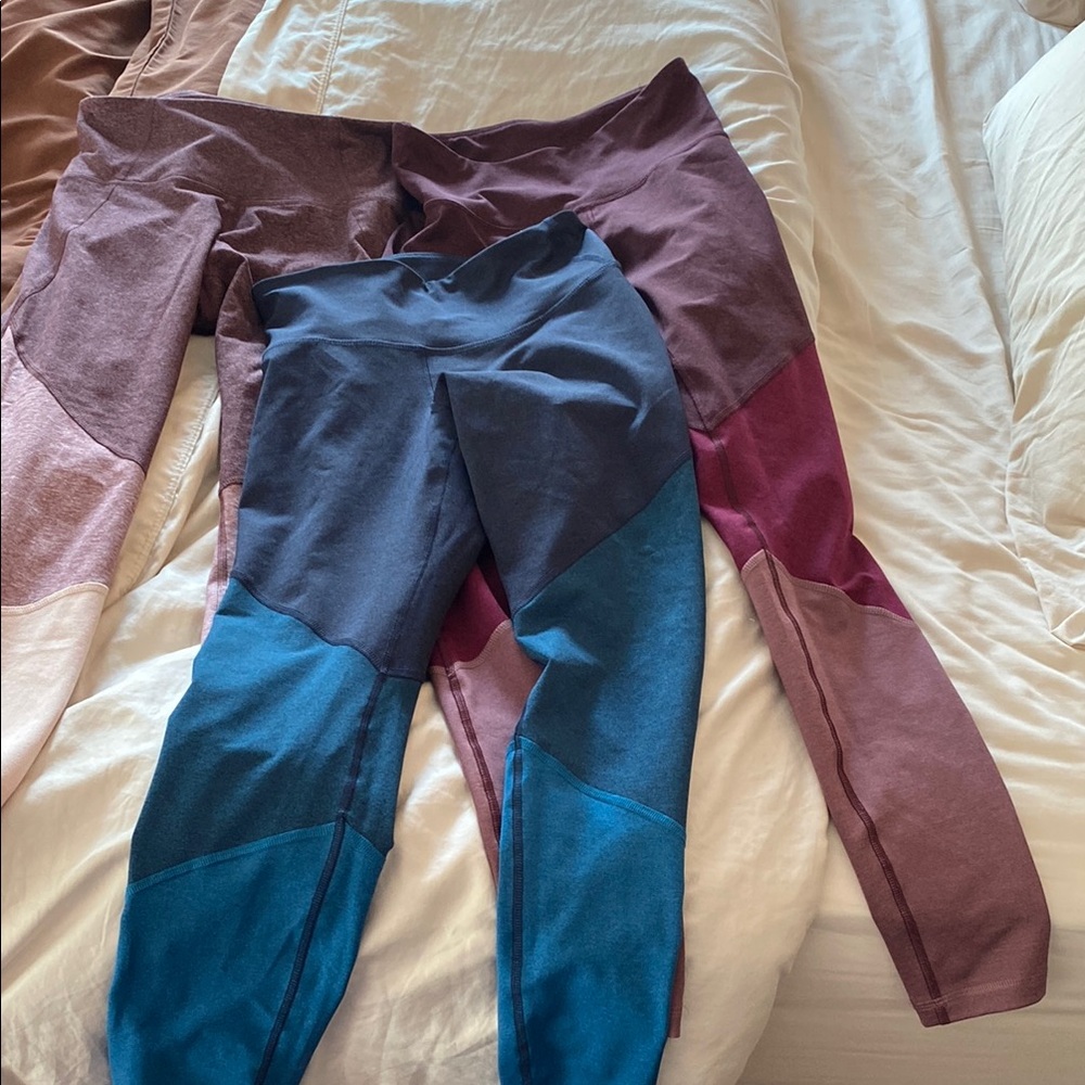 Old Navy Blue and Purple Leggings Performance Wear like new- 3 pairs!